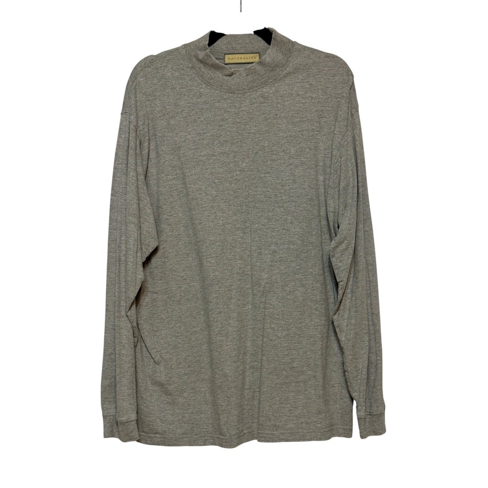 Naturalife Soft Minimalist Mock Neck Long Sleeve Top Women‎ XL Quiet Luxury